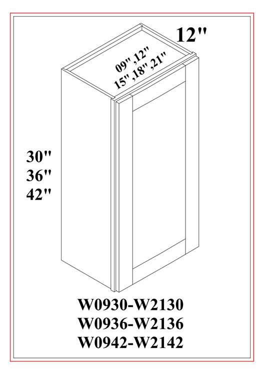 30″ HIGH WALL CABINETS- SINGLE DOOR