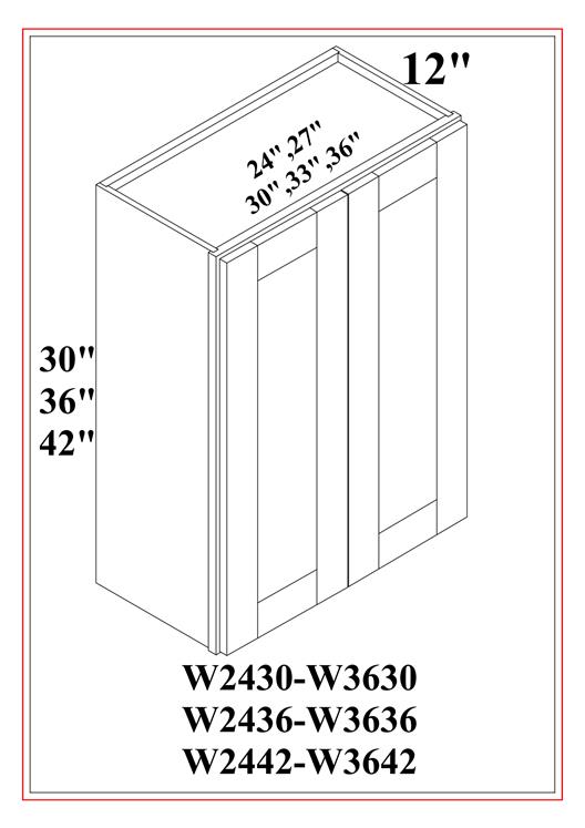 30″ HIGH WALL CABINETS- DOUBLE DOOR