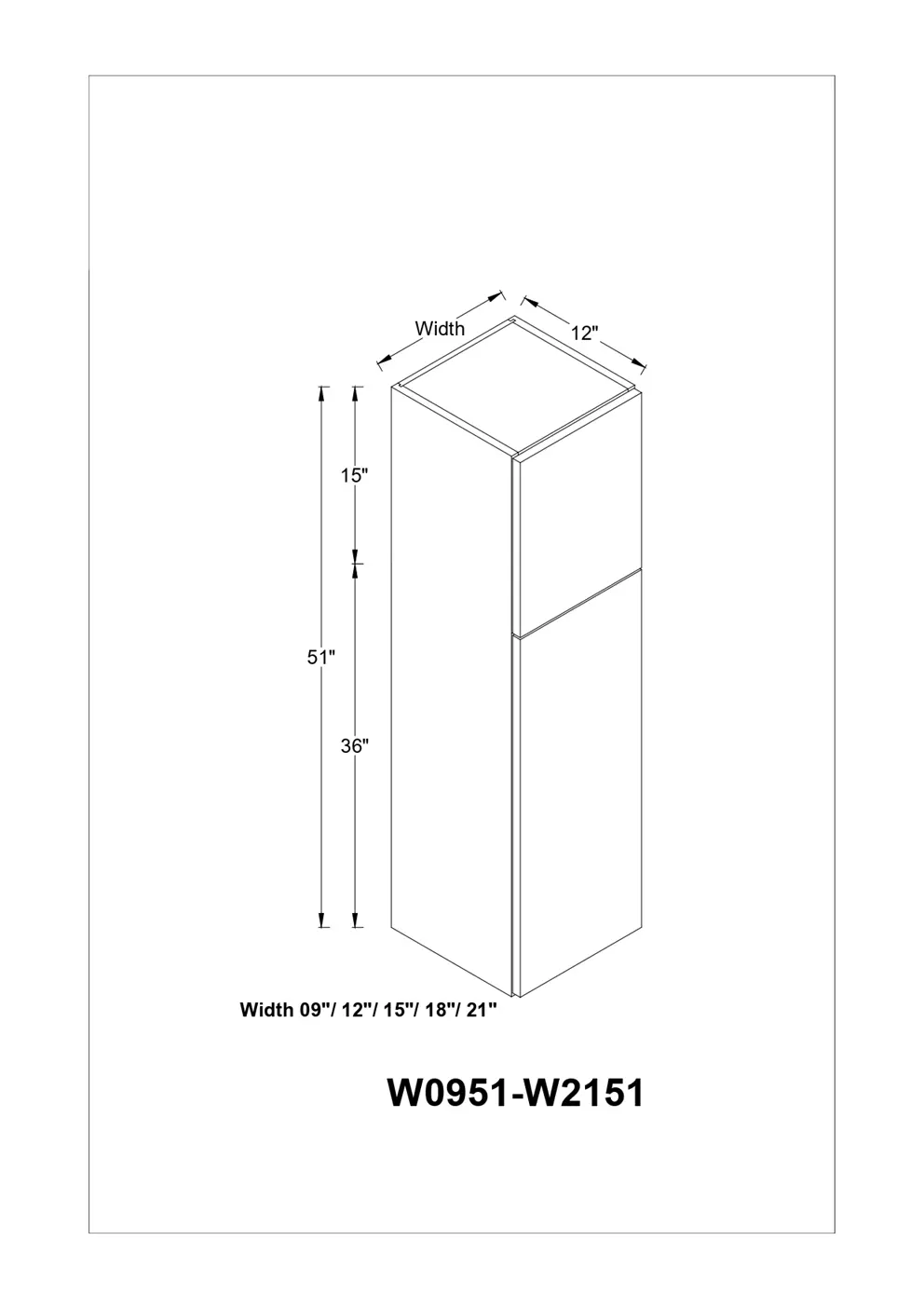 51″ HIGH WALL CABINETS- SINGLE DOOR