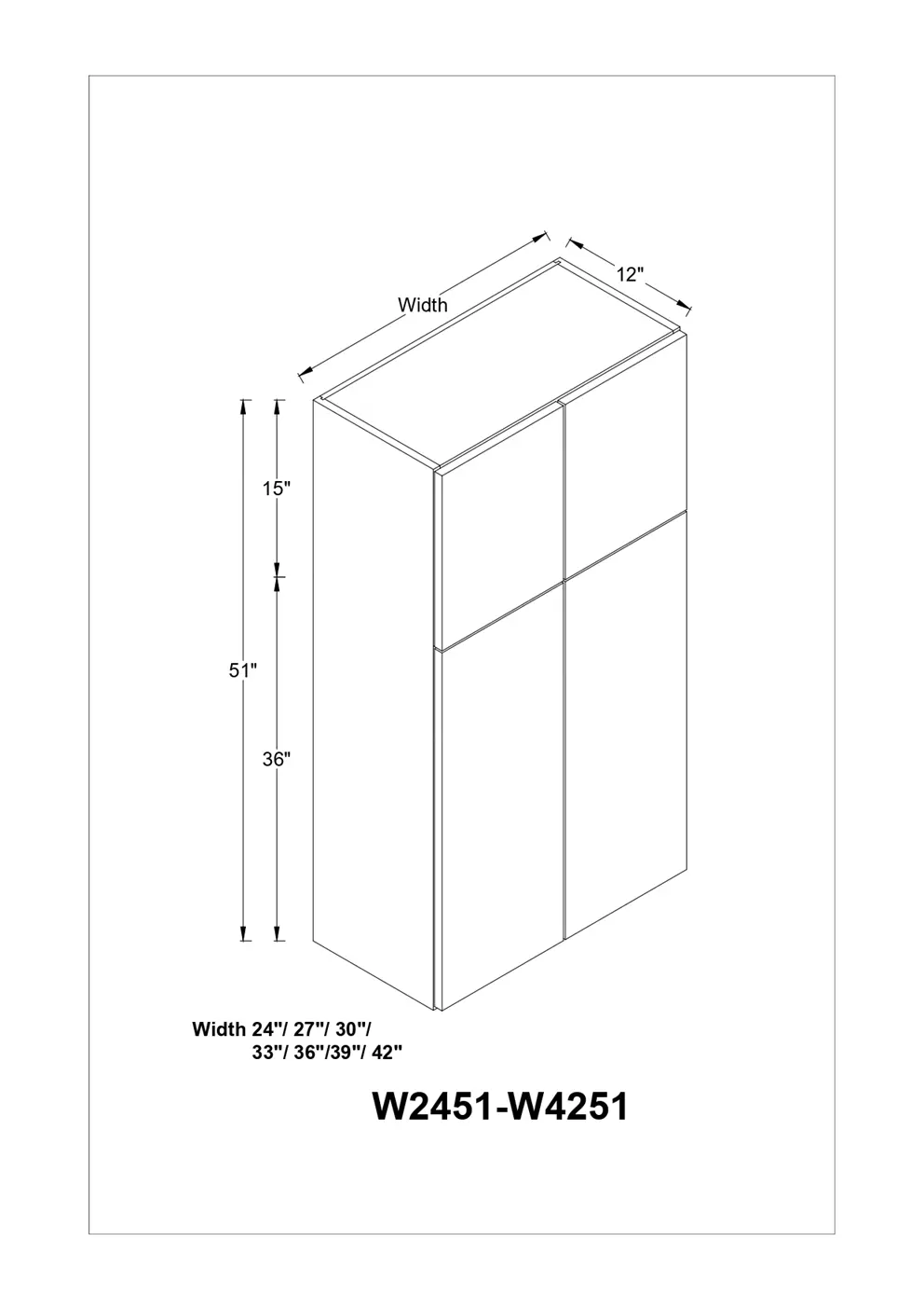 51″ HIGH WALL CABINETS- DOUBLE DOOR