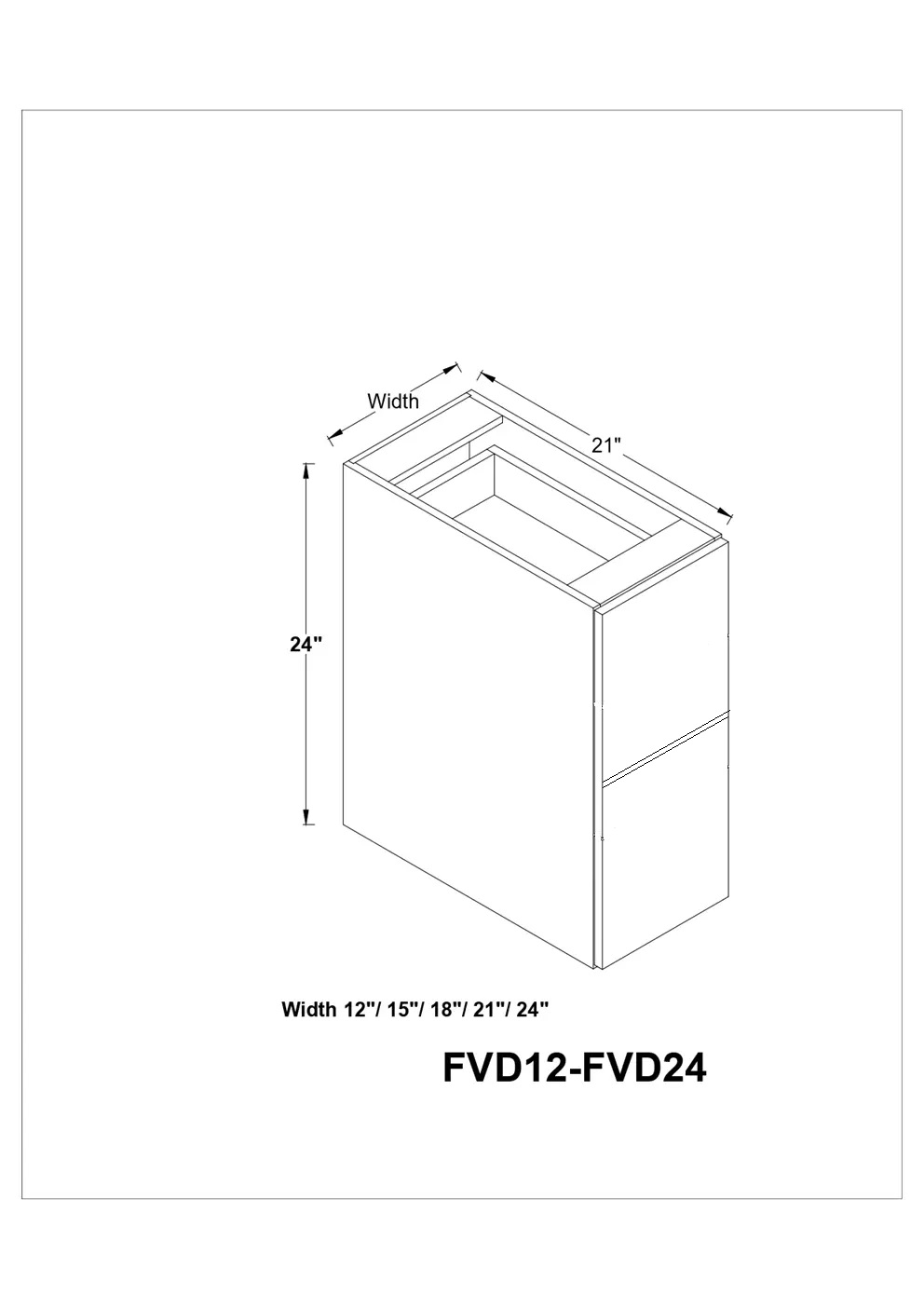 Floating Vanity 2 Drawer Base